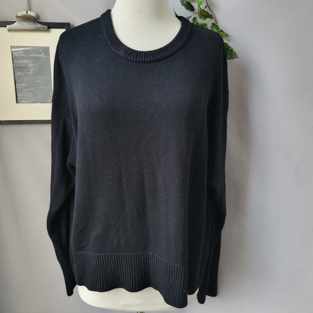 Lululemon Cashlu Boxy Crewneck‎ Pullover Sweater Black L XL